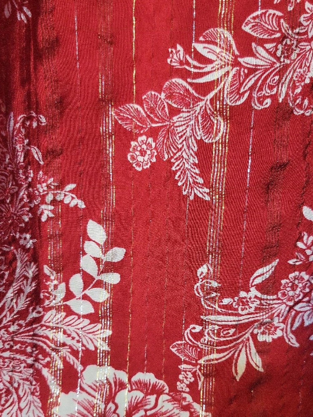 Style & Co. Red Floral Button-Front Ruffle Blouse - Picture 3 of 5